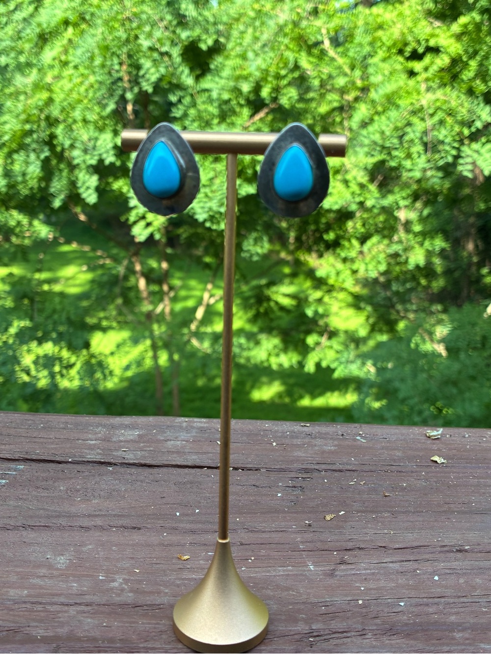 Turquoise Teardrop Stone Earrings - Women Jewelry